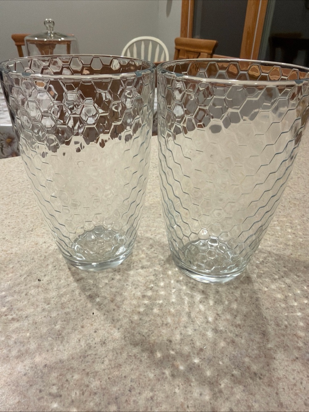 Vintage Pasabuhce Clear Hex-Pattern Glass 5.5 in Tumblers - Set of 4 honeycomb - Picture 7 of 15